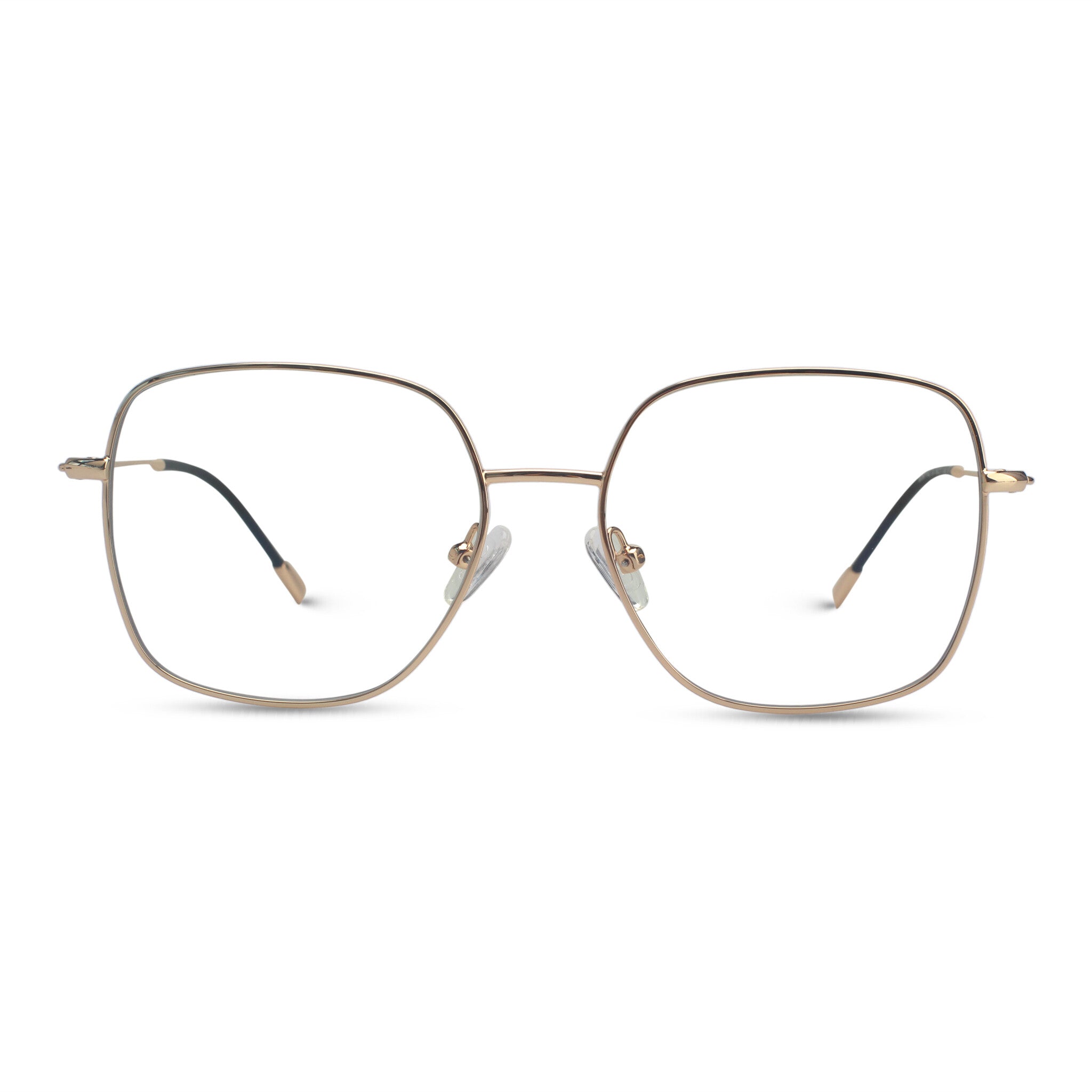 Oversized squared gold eyeglasses
