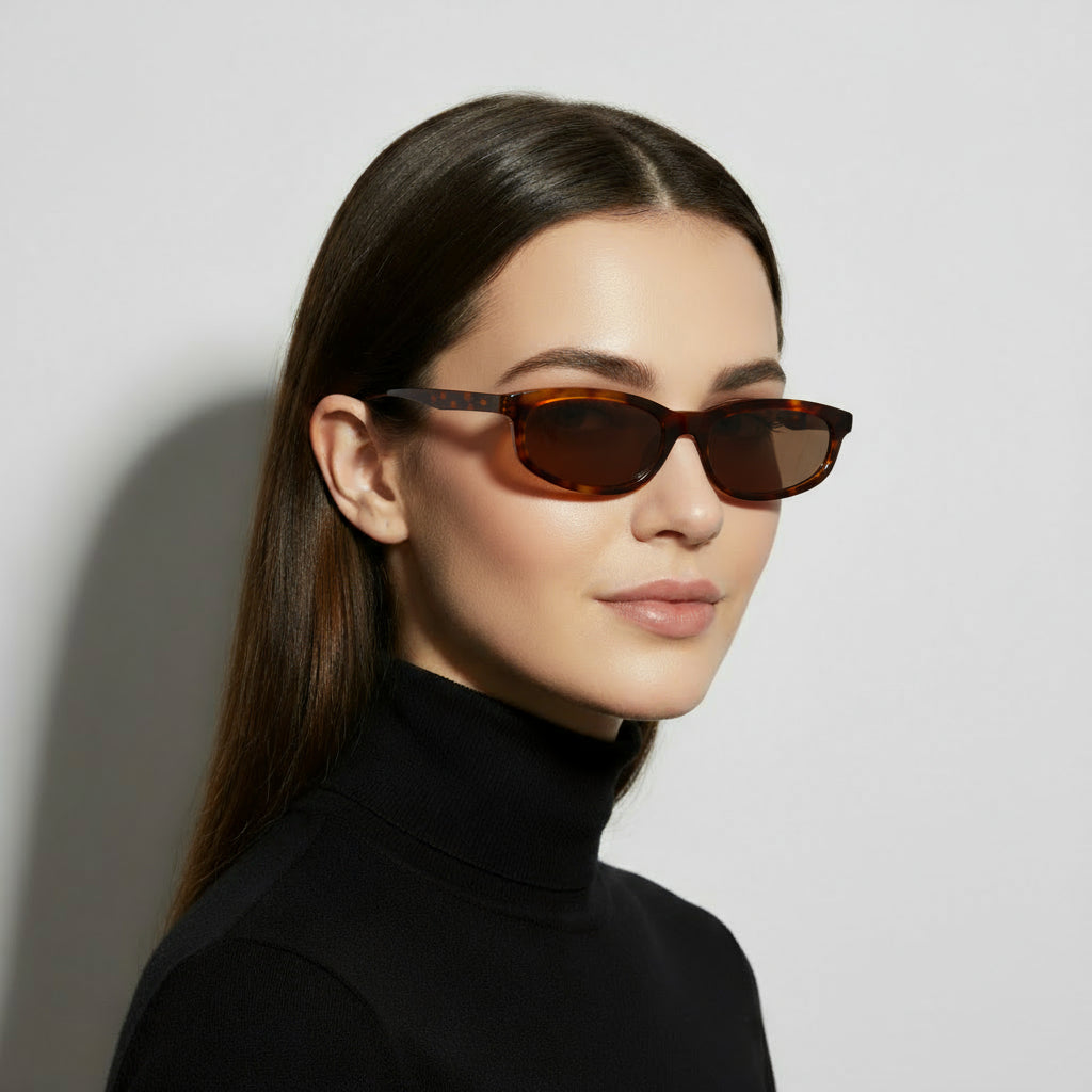 Minimal oval tortoise sunglasses