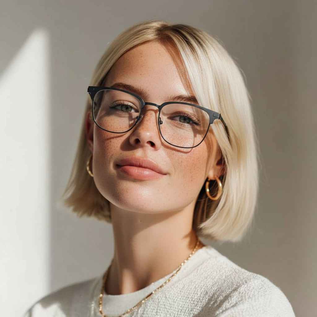 Square brown and black eyeglasses