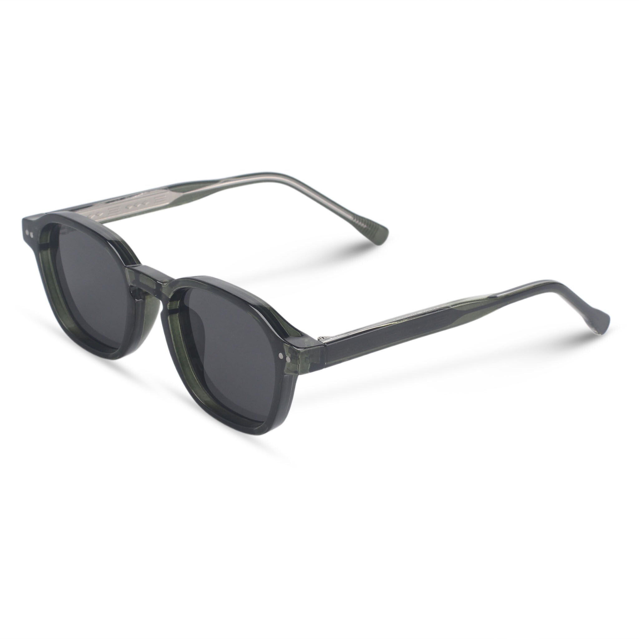 Green sunglasses with minimal square frame